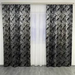 Жакардові мармурові штори сіро-кавового кольору 2шт. 150х270 з білим шифоновим тюлем 400х270, на та ALBO pbe0052756 - мініатюра 10