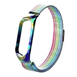 Ремінець для фітнес-браслета Boorui для Xiaomi Mi Band 5 і 6 міланська петля райдужний - мініатюра 3