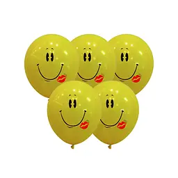 Кулька повітряна латексна з принтом (30 см, 5 шт.) Smile