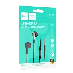 Дротові навушники Hoco M123 Glory універсальні earphones with microphone, 3.5mm, 1.2m, black - мініатюра 4