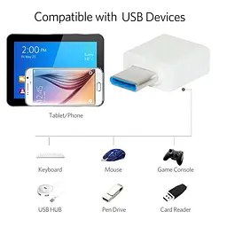 Перехідник OTG адаптер з USB на Type-C білий, універсальний конектор для флешки - мініатюра 5