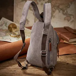 Чоловіча текстильна сумка через плече з ущільненою спинкою Vintagе 22173 сірий - мініатюра 4