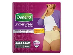 Підгузки для дорослих DEPEND р.L 9шт для дорослихдля жінок