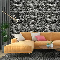 Декоративна 3D панель Sticker Wall самоклейка 700x770x5мм Чорний камінь Катеринославський 040 SW-00000483 - мініатюра 6