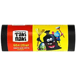 Пакети для смiття Такі Пакі 60л 20шт 15мкм 600*720 HDPE
