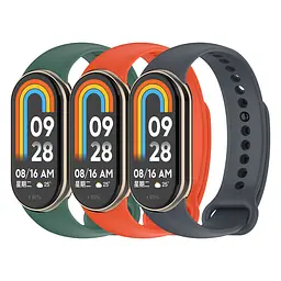 Комплект силіконових ремінців для фітнес браслетів Xiaomi Mi Band 8 Smart Band 9/10, Silicone, basic, зі зручною застібкою, на фітнес трекер та смарт годинник, ArmorStandart (ARM75072)