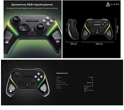 Геймпад джойстик Ajazz GP-100B 2.4G/BT/USB, Switch/PC/iOS/Android, RGB, Black - мініатюра 7
