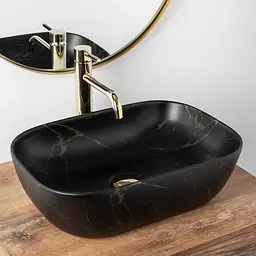 Умивальник Rea Belinda 33,5x46,5 black marble matt (REA-U8908), Матова - мініатюра 2