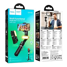 Монопод-трипод HOCO Single-axis camera stabilizer selfie stick DYY06 | BT5.2, 182-1040mm, 4.7/7.2 | - мініатюра 2