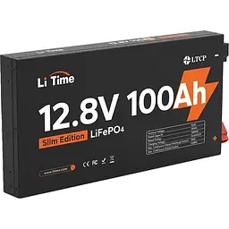 Акумулятор Li Time LiFePO4 12V (12.8V/100Ah/1280Wh) (L12V100-100-SLIM-LTCP-4) - мініатюра 3