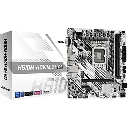 Материнська плата ASRock LGA1700, H610M-HDV/M.2+ D5, H610, 2xDDR5, Int.Video(CPU), 4xSATA3, 1xM.2, 1xPCI-E 4.0 x16, 1xPCI-E 3.0 x1, ALC897, RTL8111H, 4xUSB3.2/6xUSB2.0, VGA/HDMI/DP, MicroATX - мініатюра 2