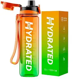 Спортивні пляшки Hydrated Water Bottle 1000 ml - Tritan Green Orange Brave U vit0004885