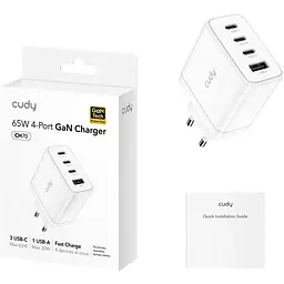 Зарядний пристрій 4xUSB 70W, (GaN, 1хUSB-C, QC+PD 3.0, вилка ЄС, для iPhone 12) , Cudy (CH70_EU) - мініатюра 2