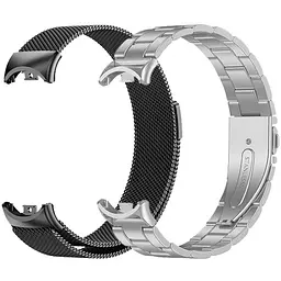 Комплект ремінці Tamister для фітнес-браслета Xiaomi Mi Band 8 та 9 Bead design Silver - Milanese design Black