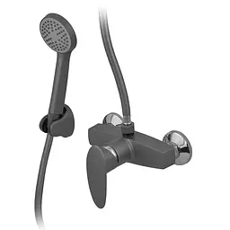 Змішувач для душу Plamix Cezar-003 SET (зі шлангом лійкою та кронштейном) graphite PM0689 Графіт