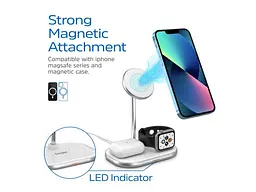 Бездротовий зарядний пристрій Energizer 3-in-1 15 W Magnetic Wireless Fast Charger White (WCP303) - мініатюра 7