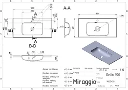 Умивальник Miraggio Della 900 mirasoft 0001071, Білий матовий - мініатюра 5
