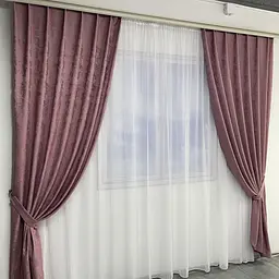 Мармурові жакардові штори рожевого кольору на тасьмі 2шт. 150х270 ALBO pbe0052505 - мініатюра 2
