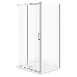 Душова кабіна Cersanit Basic 100x80 см прямокутна розсувна прозоре скло без піддону хром S158-006, Хром, прозорий, хром