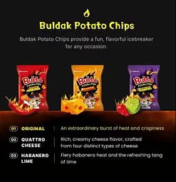 Чіпси Samyang Buldak Potato Chips Quattro Cheese 120г - мініатюра 7