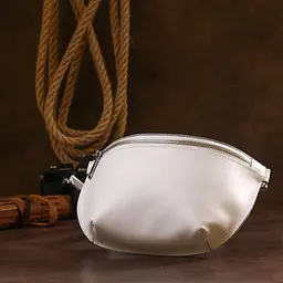 Шкіряна жіноча бананка Shvigel 16384 біла - мініатюра 8
