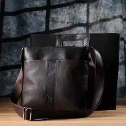 Сумка через плече для чоловіків Grande Pelle 22884 26х27х6 см Коричневий - мініатюра 10