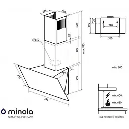 Витяжка Minola HDN 6224 WH 700 LED біла - мініатюра 2