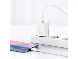 Мережевий зарядний пристрій BASEUS Super Si Quick Charger w/Type-C - Lightning Cable White (TZCCSUP-B02) - мініатюра 4