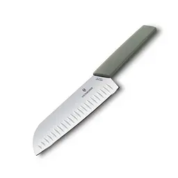 Кухонний ніж Victorinox Swiss Modern Santoku лезо 17см ріфл. з зел. ручкою (блістер)