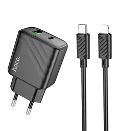 Мережевий зарядний пристрій Hoco CS23A Sunlight dual port PD30W+QC3.0 charger(EU) чорний