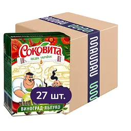 Упаковка сокового напитка Соковита Виноград-Яблоко 5.4 л (200 мл х 27 шт.)