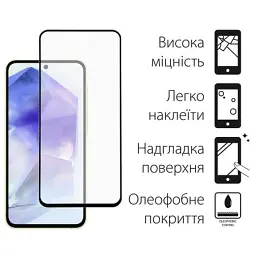 Скло захисне Dengos Full Glue Samsung Galaxy A55 5G (black) (TGFG-345) - мініатюра 2