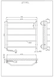 Електрична рушникосушарка Kosser Трапеція 500x700/5 EL рег. ДТ19EL, Хром, Ліве - мініатюра 5