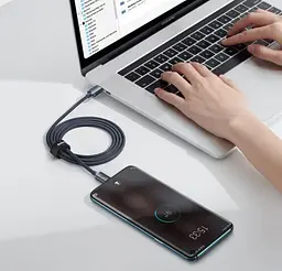 Кабель Baseus Crystal Shine Series Fast Charging Data Cable Type-C to Type-C 100W 1.2m Black (CAJY000601) - мініатюра 3