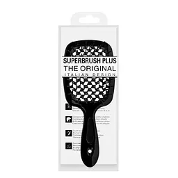 Щітка для волосся масажна продувна Superbrush Plus Hollow Comb прямокутна, Чорна