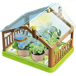 Дитяча міні теплиця Green World для рослин з прозорим дахом, підсвічуванням та поливом, набір для вирощування з насінням і горщиками - мініатюра 4