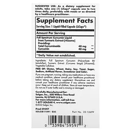 Куркума та Куркумін Full Spectrum Curcumin 30 капсул Solgar vit0005553 - мініатюра 2