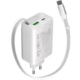 Зарядний пристрій Canyon 1xUSB-C PD65W + 1xUSB QC3.0 + cable USB-C to USB-C white (CNS-CURC65ACW) - мініатюра 2