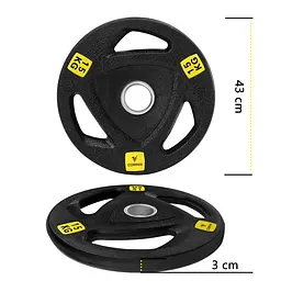 Диск олімпійський Cornix 1 x 15 кг 51 мм металевий, прогумований Black XR-0427 - мініатюра 6