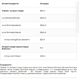 Трифала UNS Triphala 800 мг 120 вегетаріанських капсул (2022-10-2712) - мініатюра 2