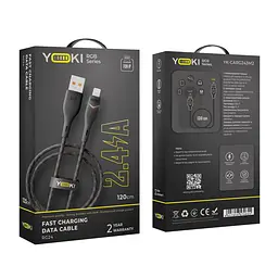 Кабель для заряджання та обміну даними Yoki YK-RG24 RGB Series USB/Lightning 12W 2.4A/5V 1.2 м Чорний - мініатюра 2