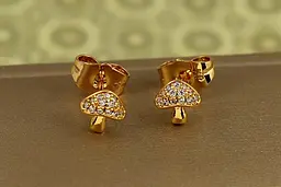 Сережки гвоздики Xuping Jewelry Грибочки 7 мм золотисті