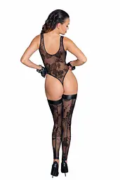 Боді Noir Handmade F242 Tulle body with patterned flock embroidery, M - мініатюра 2