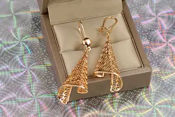 Сережки підвіски Xuping Jewelry конус 6.4 см золотисті - мініатюра 2