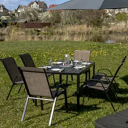 Комплект садових меблів 4Points Orvieto-6 прямокутний стіл 150х90х70см стільниця штучне дерево Polywood та 6 стільців - мініатюра 3