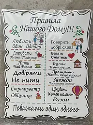 Дерев'яний постер "Правила Нашого Дому", 24x30 см, табличка, декор - мініатюра 2
