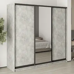 Шафа-купе тридверна MebelStar Стандарт BG 2ДСП/Дзеркало 220x45x210 см Бетон (MBS-8380)