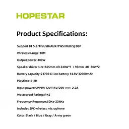 Портативна bluetooth-колонка Hopestar Party 168 сірий - мініатюра 3
