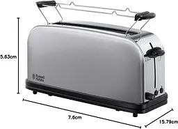 Тостер Russell Hobbs Oxford 1000 Вт метал довгі слоти сріблястий - мініатюра 8