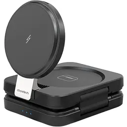 Бездротовий зарядний пристрій Choetech T636-F Qi2 3in1 Foldable Magsafe Wireless Charger Black [127160] - мініатюра 4